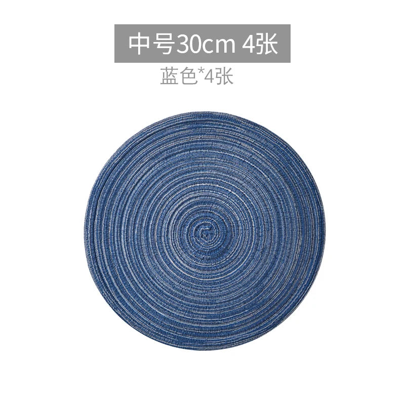 4/6pcs Round Table Mat Woven Bowl Pads