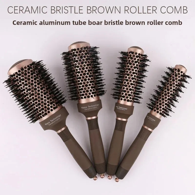 Ceramic Round Barrel Hair Curling Brush Anti Static Round Rolling Brush