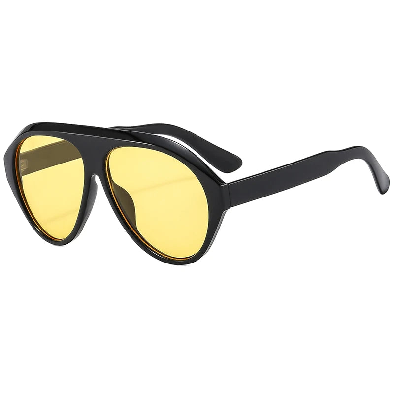 Retro Oversized Pilot Oval Multi Color Lens Sun Glasses