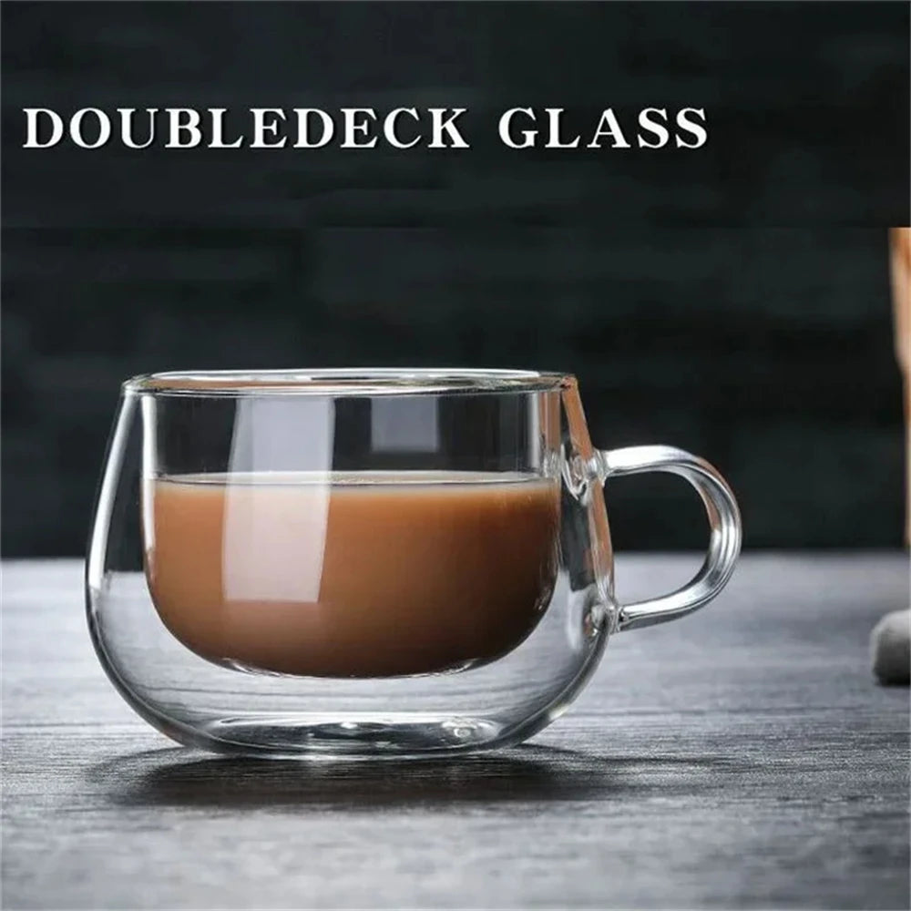 1pc Double Wall Glass Coffee Cup Glass Mug