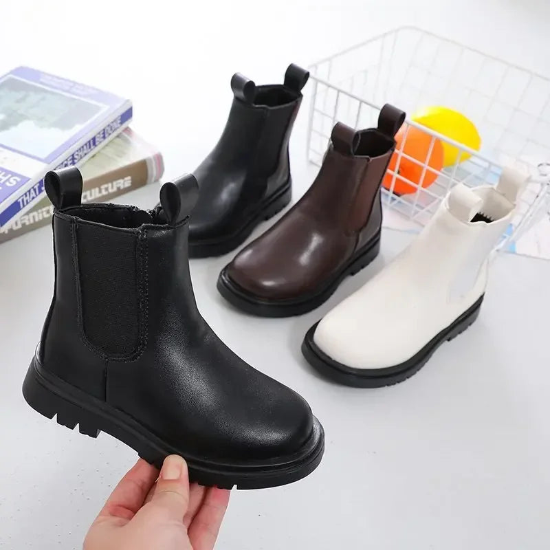 Chelsea Boots for Boys Girls Classic Zipper Ankle High Kids Short Boots