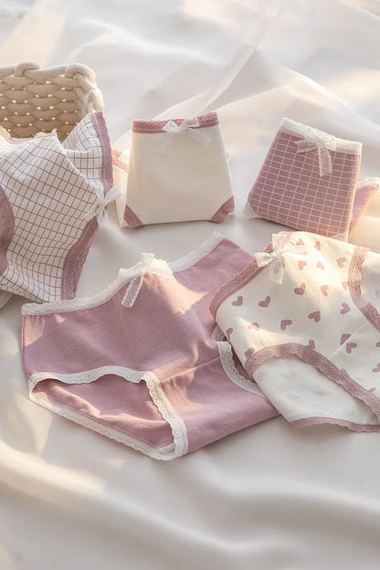 5Pcs/Lot Cute Love Cotton Sexy Lingerie