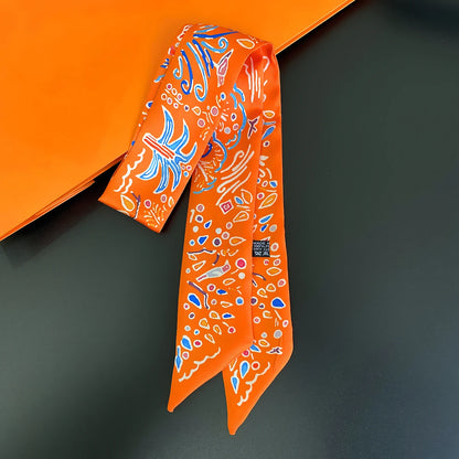 Zebra In Flowers Scarf Luxury Silk Scarf Hair Headband Foulard Skinny Scarves