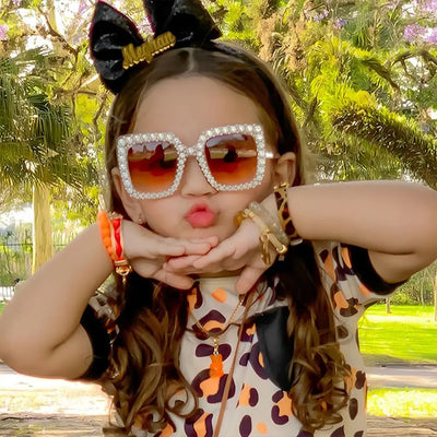 Square Glitter Children Diamond Sunglasses