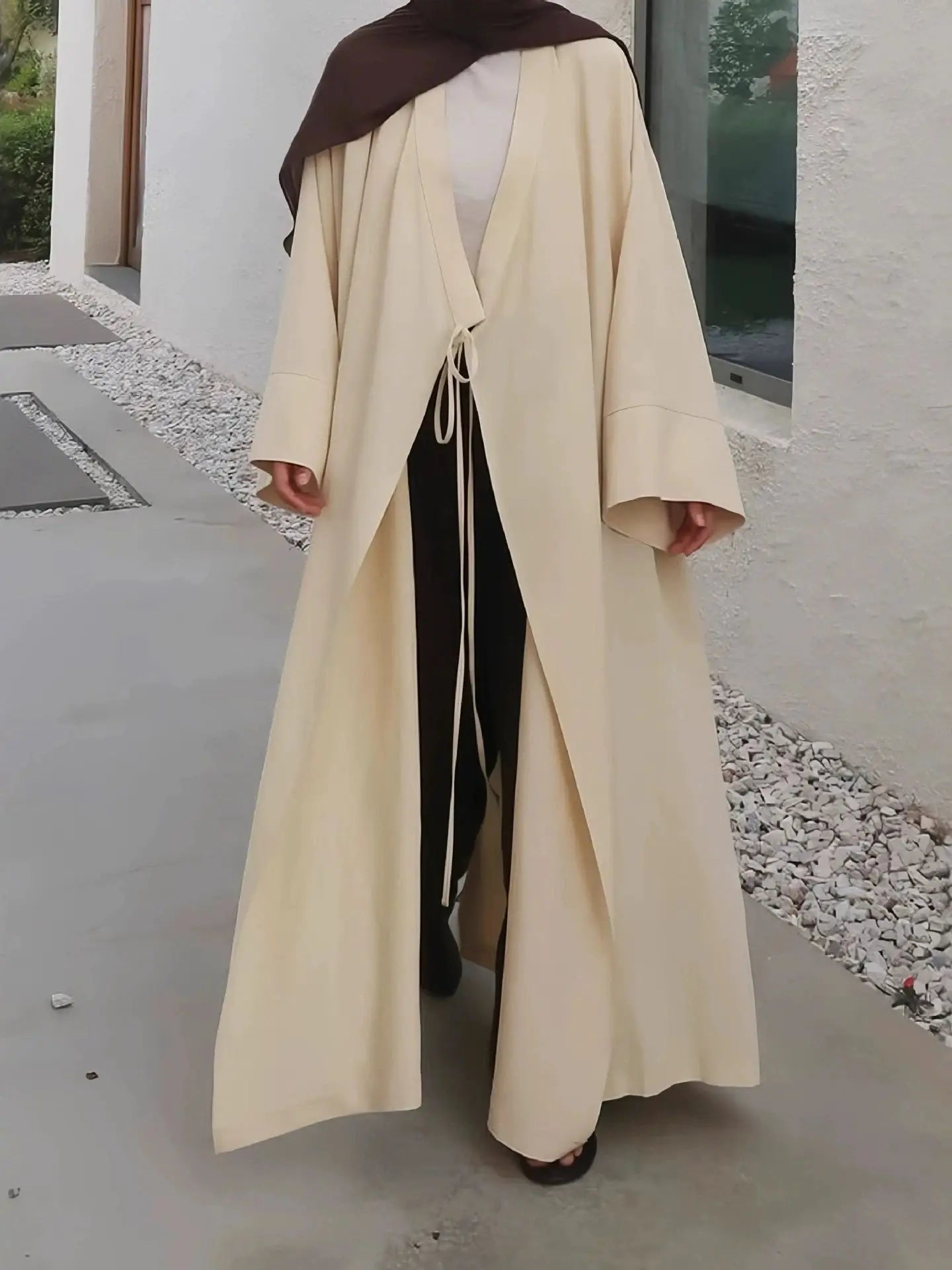 Turkish Muslim Loose Casual Lace-ups Cardigan Luxury Maxi Dress Abaya