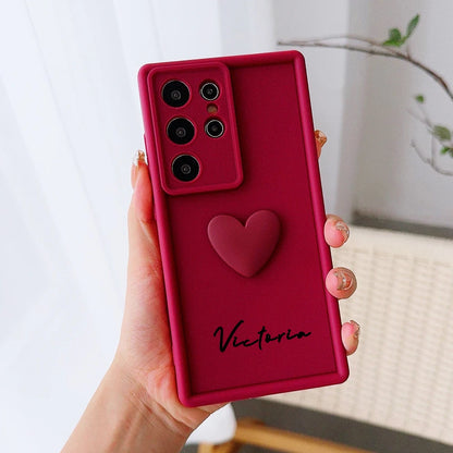 Customized Text 3D Love Heart Case For Samsung Galax Luxury Soft Cover