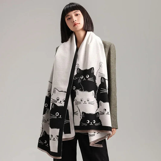 Cute Cat Cashmere Scarf