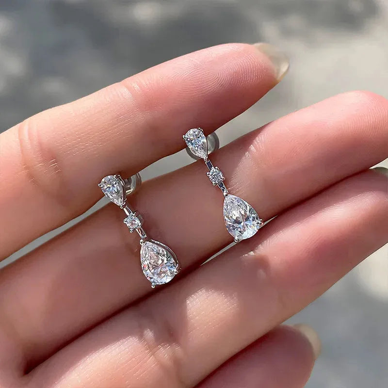 925 Sterling Silver Cubic Zirconia Drop Earrings