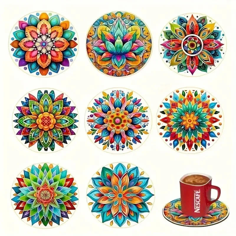 8PCS 10cm Wooden Coaster Teapot Mat