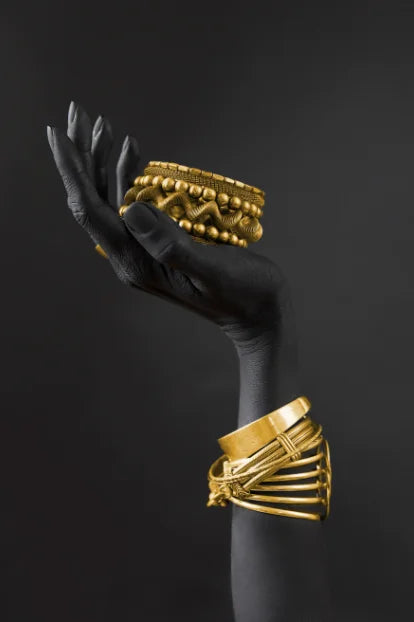 African Women Classic Black Gold Gestures Posters Female Portraits Canvas