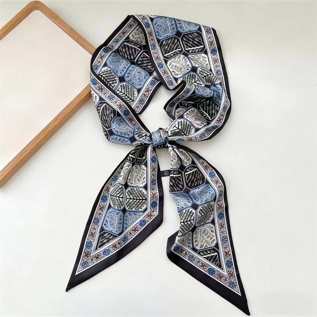 Long Silk Scarf Luxury Paisley Print Headband Soft Satin Scarves