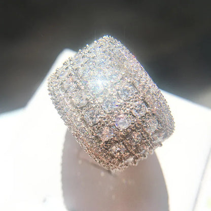 Pure 925 Sterling Silver Sparkling Wide Rings