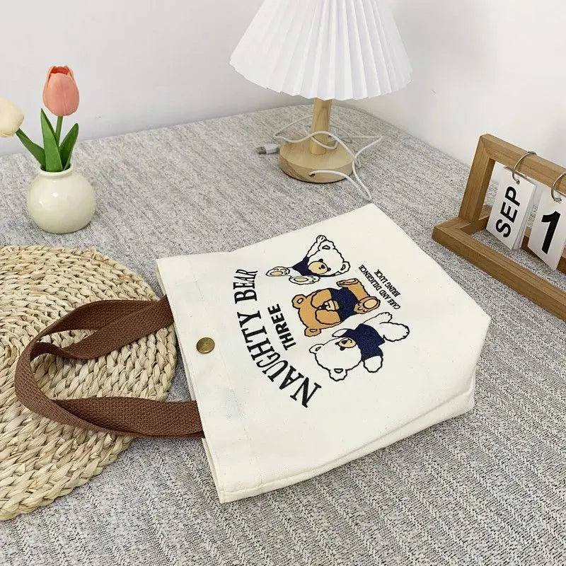 Bear Shape Canvas Tote Cute Mini Handheld Lunch Bag