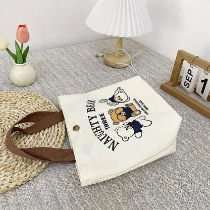 Bear Shape Canvas Tote Cute Mini Handheld Lunch Bag
