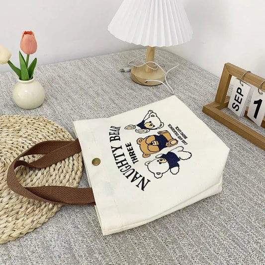 Bear Shape Canvas Tote Cute Mini Handheld Lunch Bag