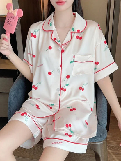 Short Sleeve Button Top and Shorts Pink Sleepwear Soft Comfy Pajama Set