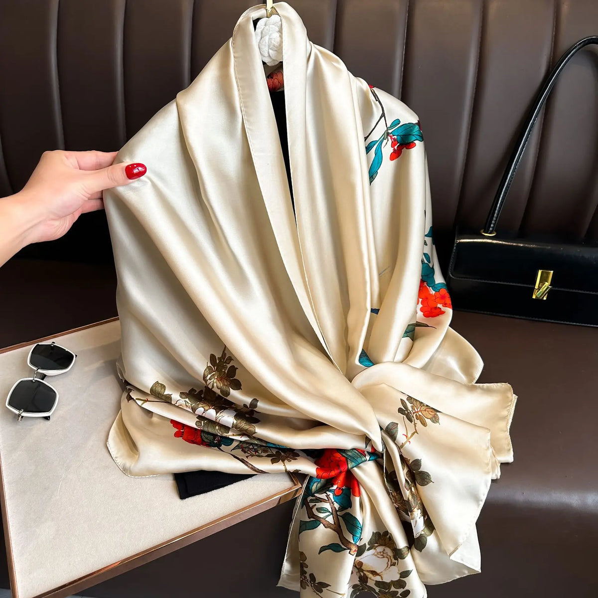 Luxury Silk 180X90CM Long Scarf Popular Silk Headscarf  Shawl