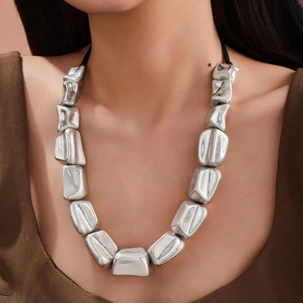 Punk Irregular Geometric Square Necklace