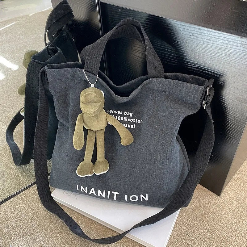 Japanese canvas washed thickened handbags large-capacity bags