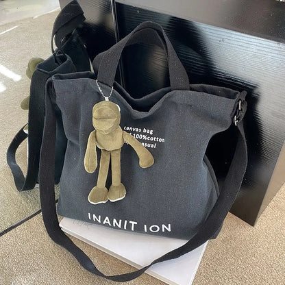 Japanese canvas washed thickened handbags large-capacity bags