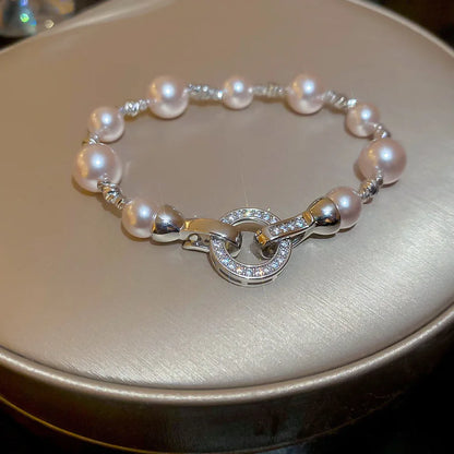 Elegant Imitation Pearl French Gray Pearls Bangles Light Round Beaded Bracelets