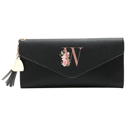 Black Small Leather Coin Rose Gold Wallet