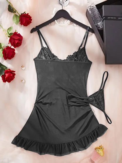 Conjunto de lencería sexy con sujetador rojo con aros de acero