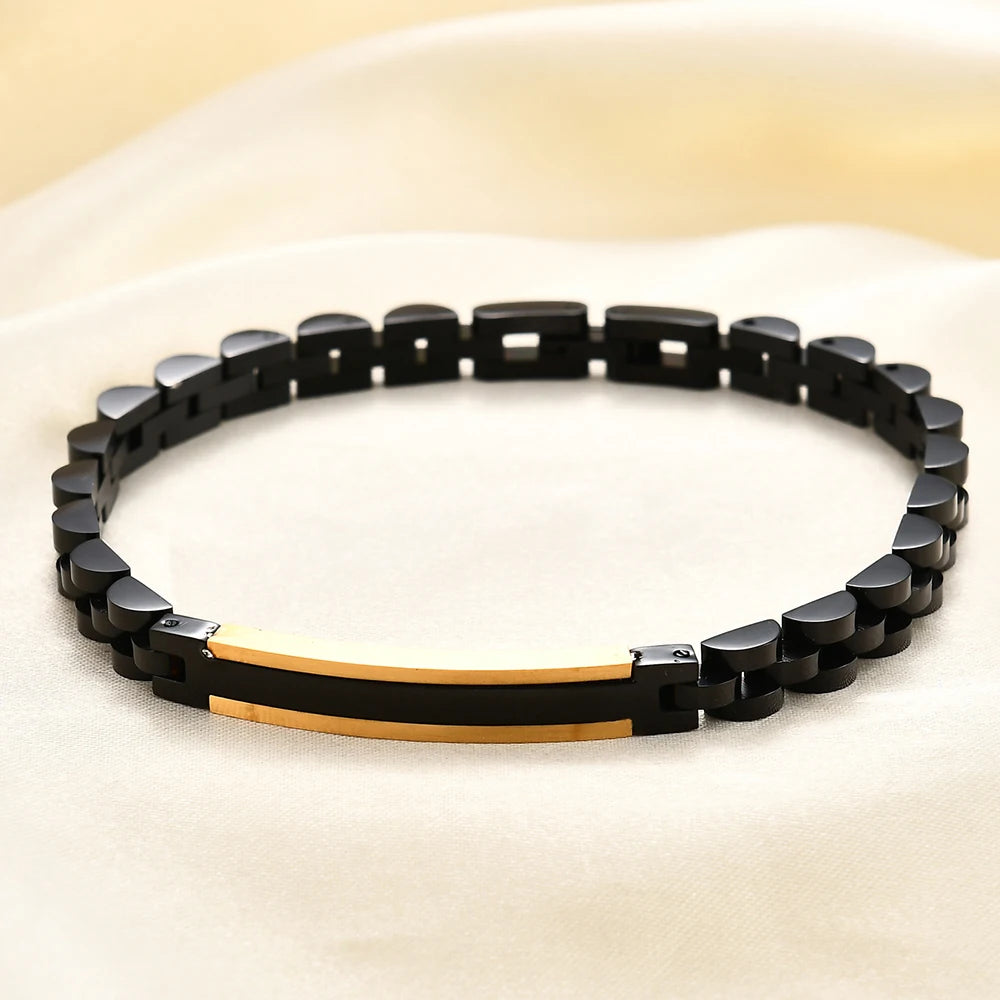 6MM Laser Logo Personalized Stainless Steel Strap Bracelet