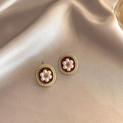 DANA Dripping Oil Wine Red Retro Stud Earrings