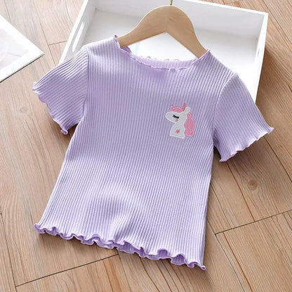 Girls Short Sleeve T-Shirt Ice Silk Toddler