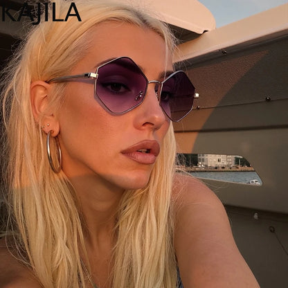 Small Frame Hexagon Punk Sunglasses