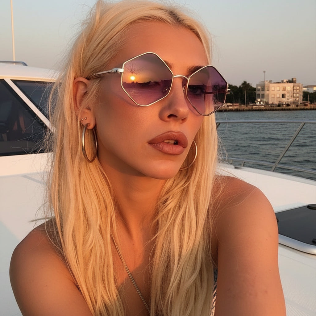 Small Frame Hexagon Punk Polygon Sun Glasses