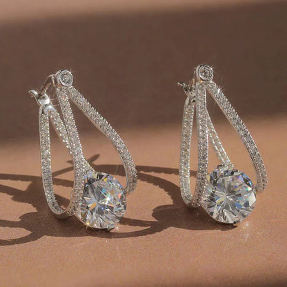 925 Sterling Silver Hoop Crystal Earrings