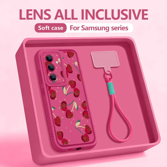 Little Cherry Pattern Lanyard Phone Case For Samsung Galaxy Edge Soft Strap Cover