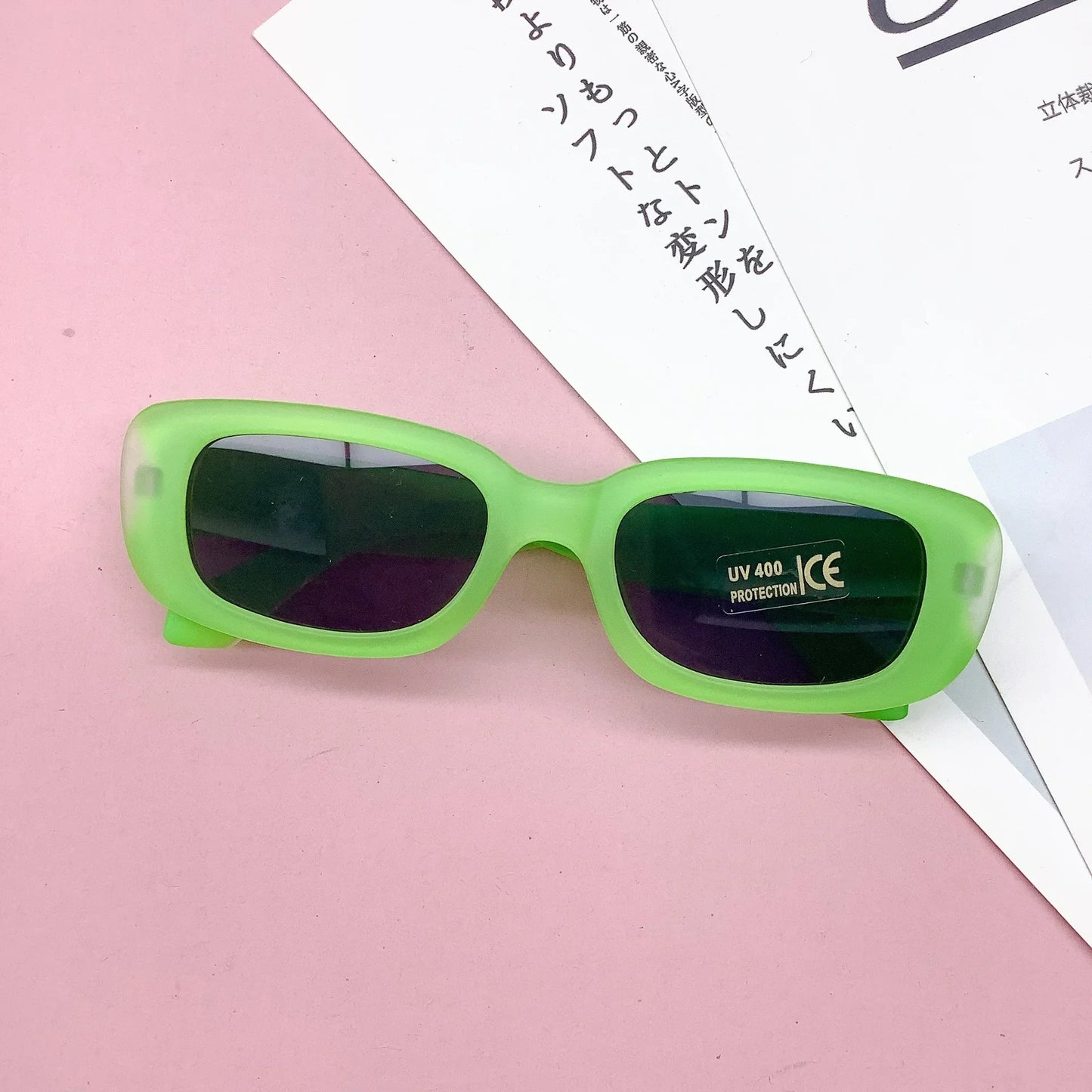 Cute Vintage Frosted Rectangle Sunglasses