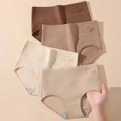 4PCS High Waist Cotton Underpants Plus Size Lingerie