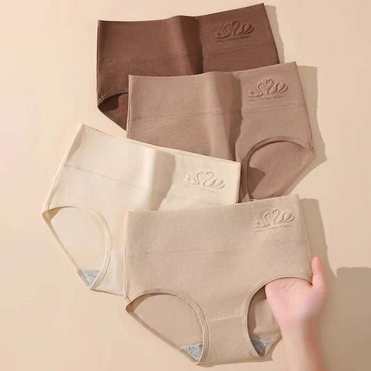 4PCS High Waist Cotton Underpants Plus Size Lingerie