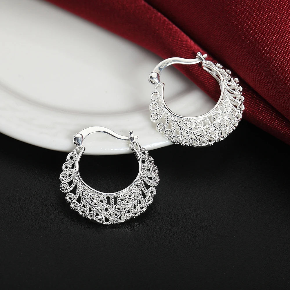 925 Sterling Silver Carved drop Earrings