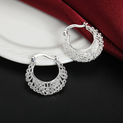 925 Sterling Silver Carved drop Earrings
