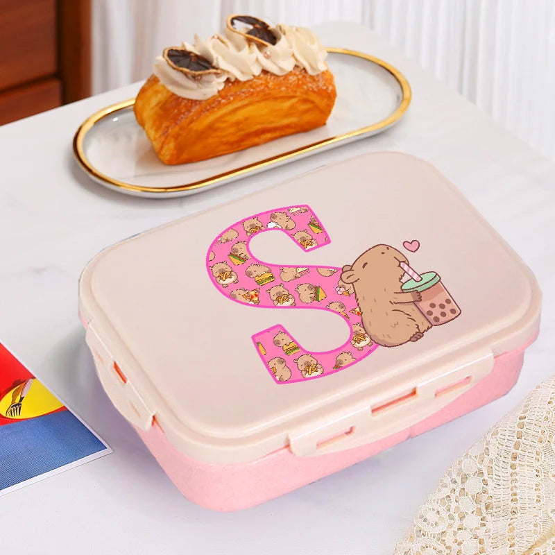 Capybara Cute Lunch Box Girls Capibara Letter A-Z Bento Box