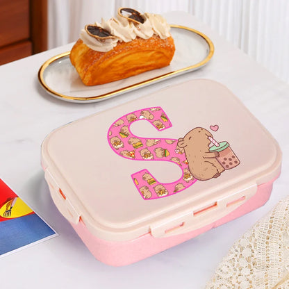 Capybara Cute Lunch Box Girls Capibara Letter A-Z Bento Box