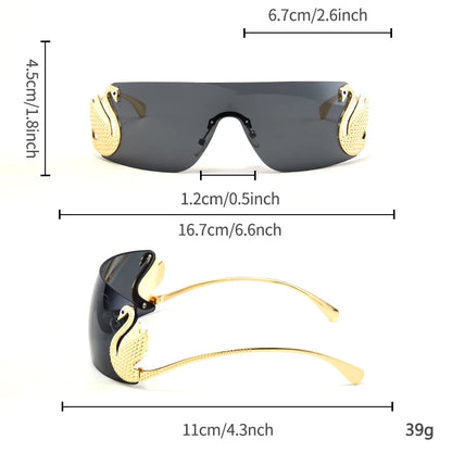 Frameless with Rhinestone Embellished Swan Sunglasses