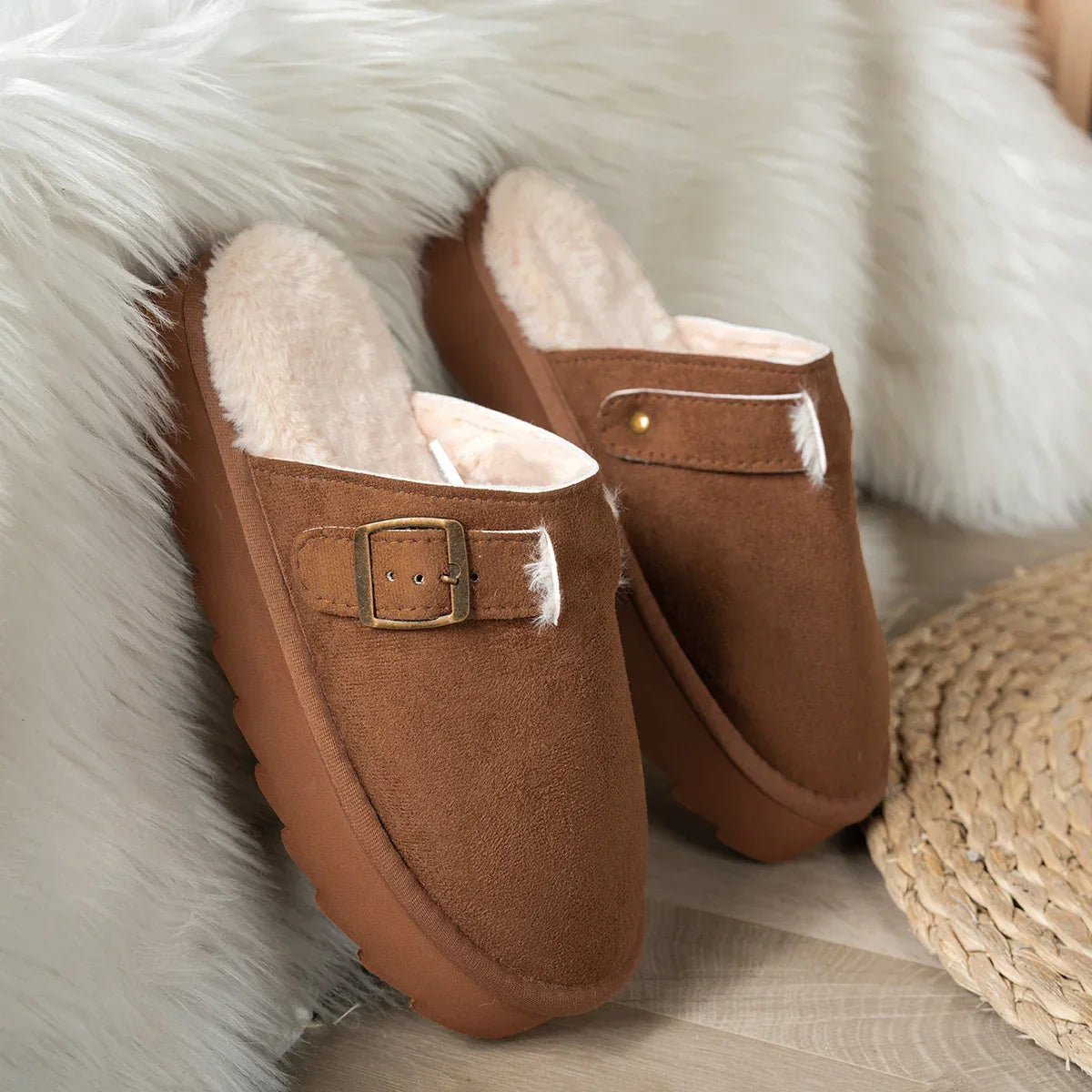 Winter plush lined comfortable indoor Slippers