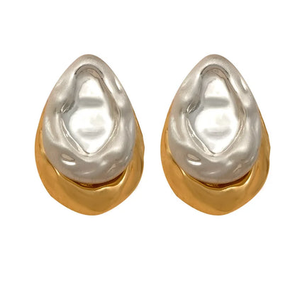 Stainless Steel Metal Splice Stud Earrings