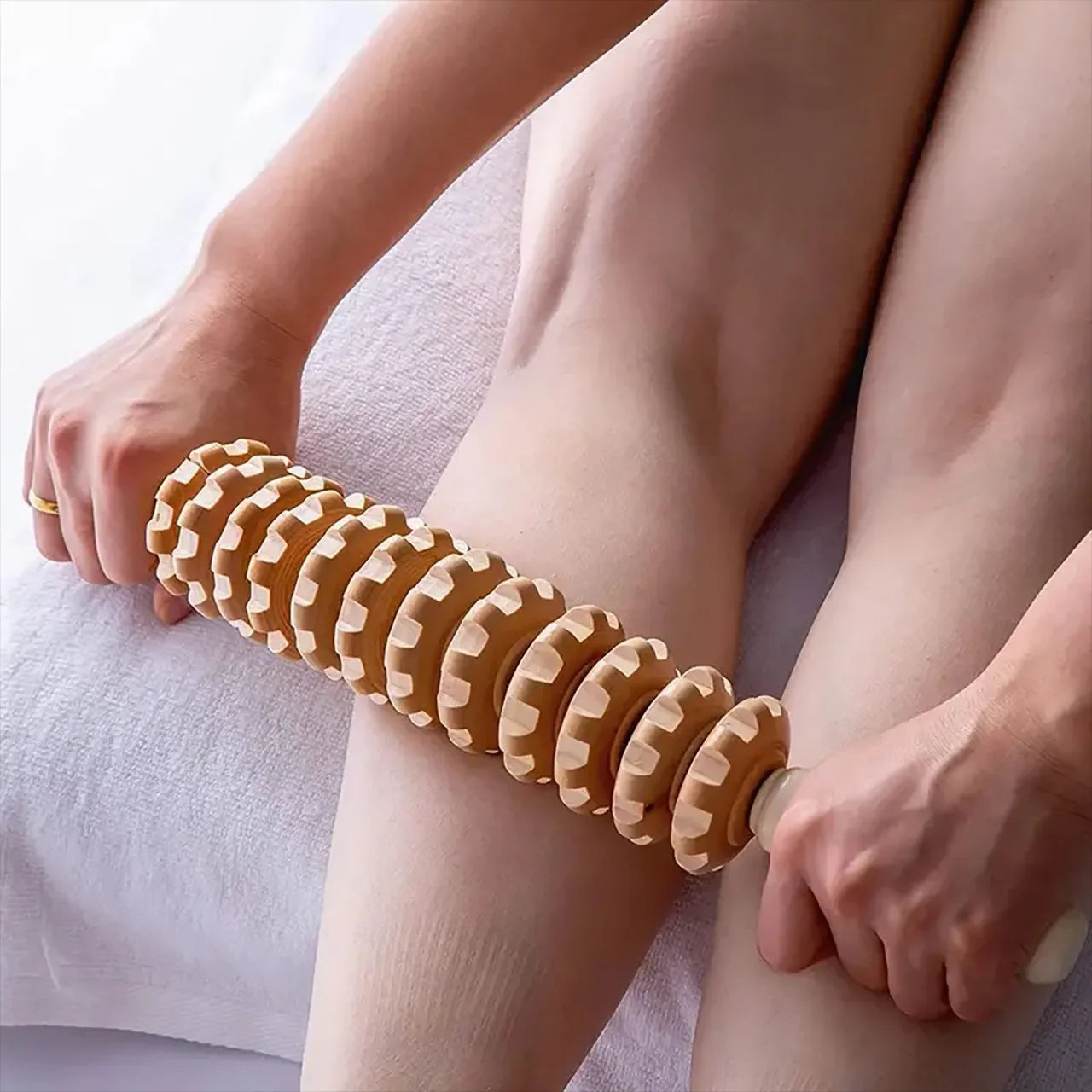 Body Fascia Massager Anti-slip Handle Wood