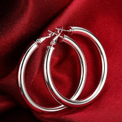 925 Sterling Silver Round Circle Hoop Earrings