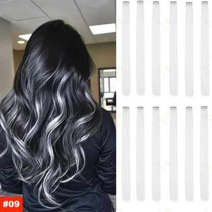 Colored Highlight 22 Inch Synthetic Hair Extensions Rainbow Long Straight Hairpieces