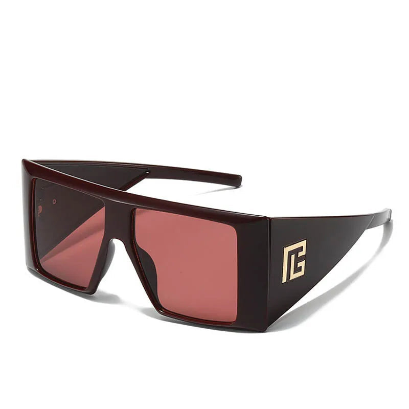 Unique Shield Shaped Square Oversized Sunglasses