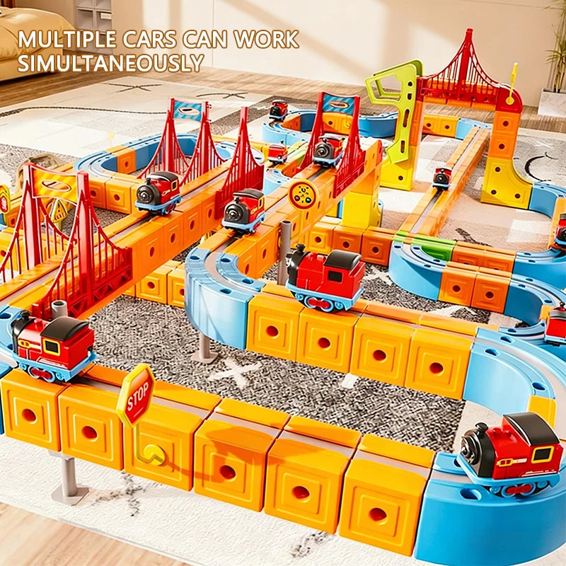 Magnetic Track Electric Train Anti-gravity Kids Magic Cube Car Railway Toy