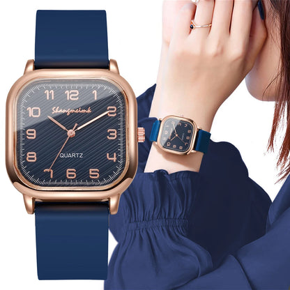 Square Casual Silicone Strap Quartz Watch